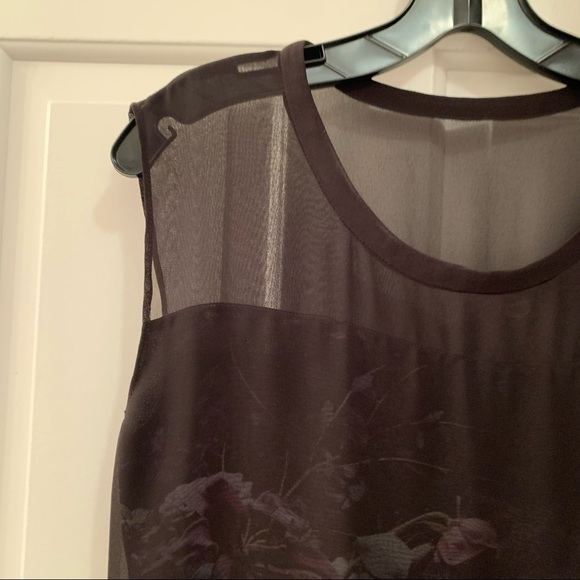 All Saints silk printed midi dress with sheer overlay. Size 4. - Picture 4 of 9